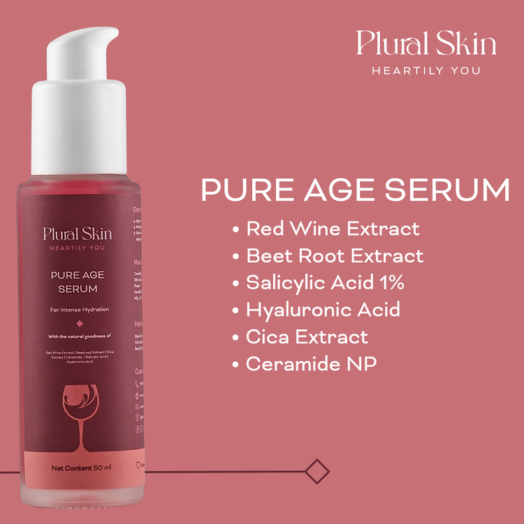 Red Wine Skincare Ritual - Pack of Miracle Wash, Pure Age Serum  and Renewal Night Sheild Gel